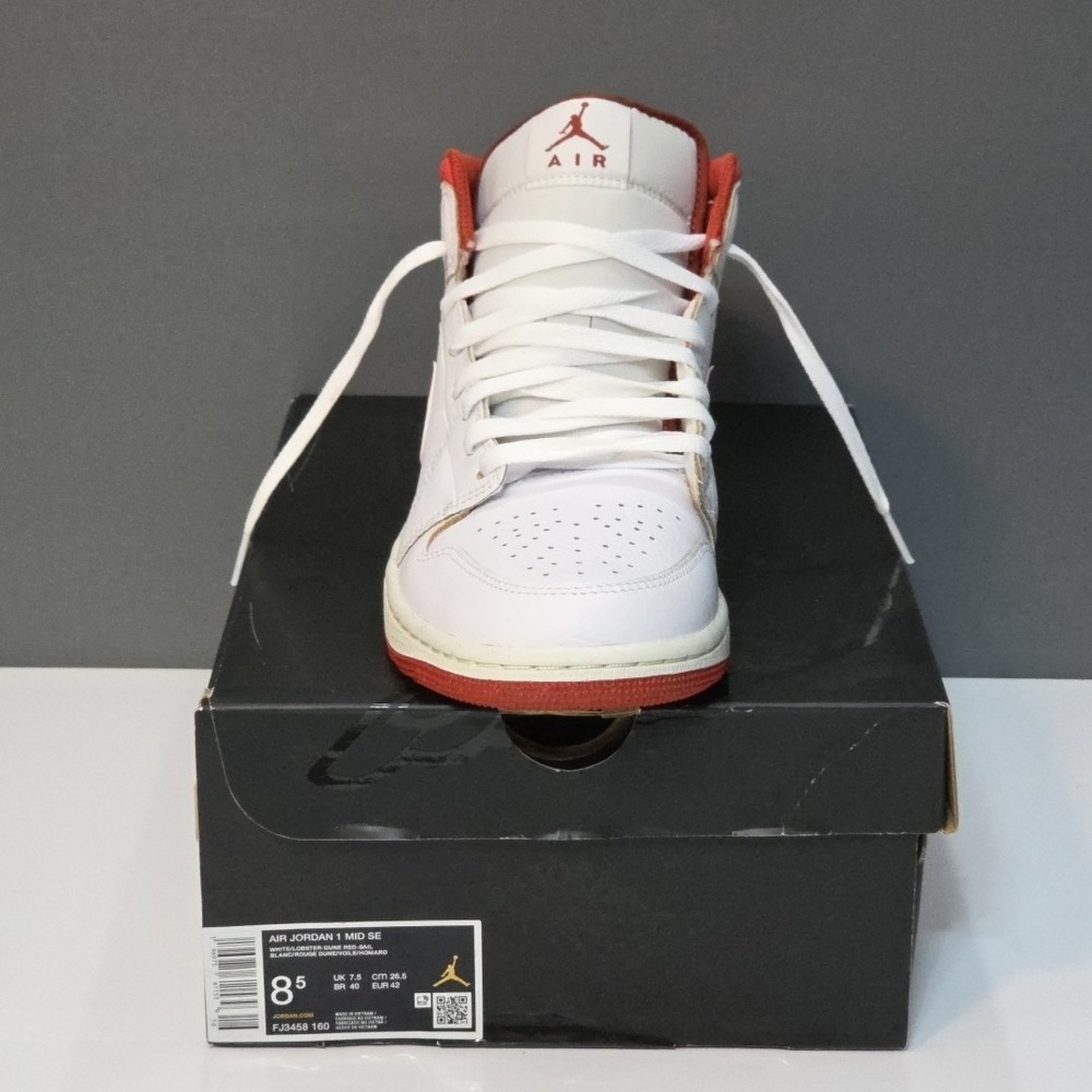 Air Jordan 1 Mid SE White/lobster Red - Sail Men's Size US 8.5 FJ3458 160 NIB - Picture 2 of 8